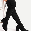 Mid-High Tube Chunky Heel High Heel British Style Fashion All-match Stretch Boots