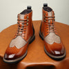 New British Men's High Top Color Blocked Leather Shoes