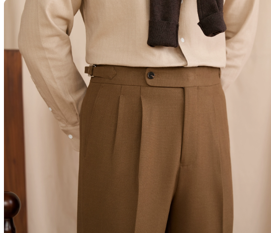 High-waisted Wool-blend Naples Straight-leg Suit Pants