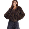 Coat Women's Faux Fur Long Sleeve Front Cardigan Short With Pockets