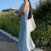 New Korean-style Sky-blue Vest Dress
