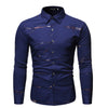 Camicia da uomo a maniche lunghe con stampa bronzata e colletto alla coreana modello Henry
