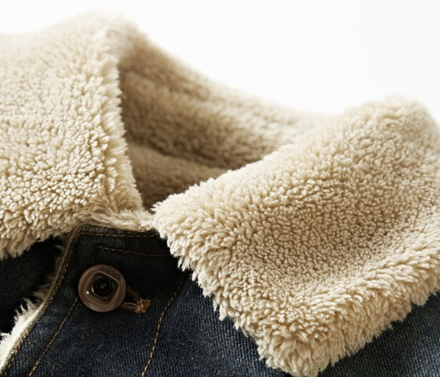 Winter Men's Fleece Casual Denim Jacket