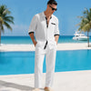 Set due pezzi camicia e pantaloni in lino da uomo