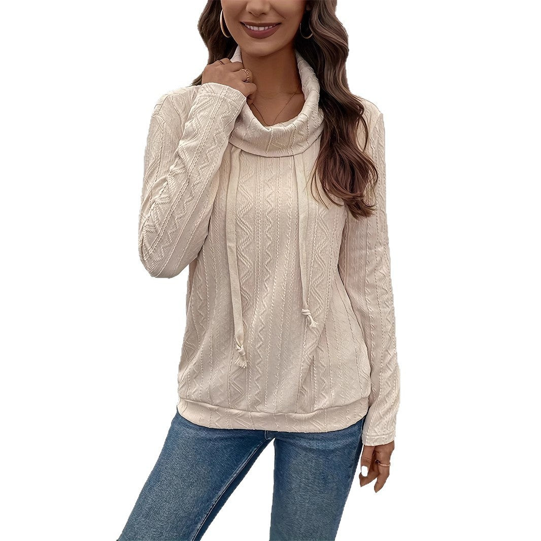 Long Sleeve Hooded Drawstring Pullover Sweater