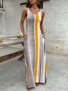 Womens European And American-style Striped Sleeveless Long Dress