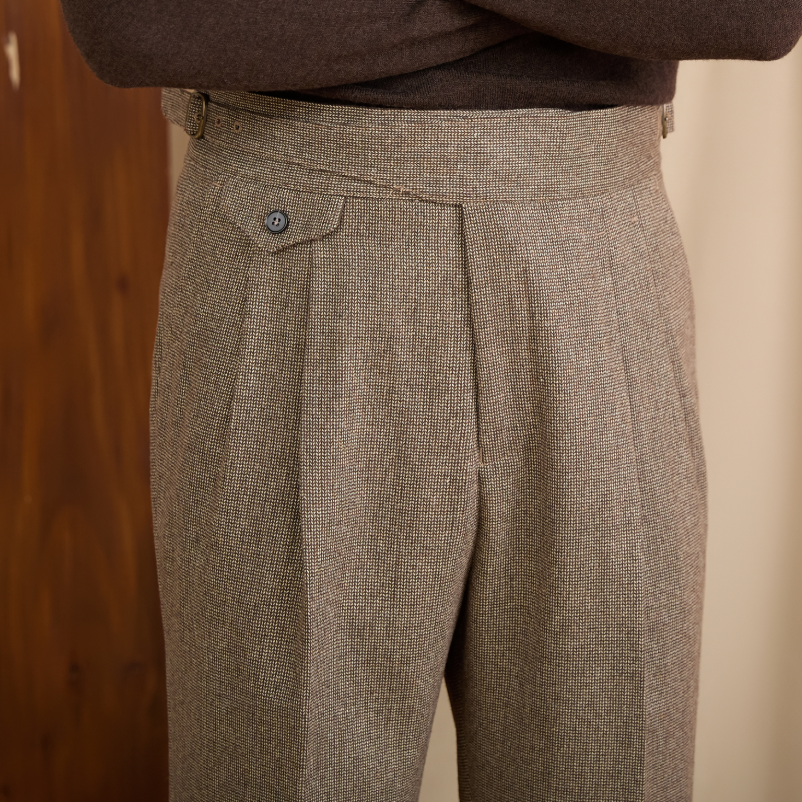 Trendy Wool Casual Gurkha High-rise Straight-leg Pants