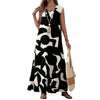 Womens V Neck Printed Maxi Dress Loose Fitting Dress