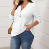 Camicia casual chic a maniche lunghe con scollo a V e bottoni in tinta unita