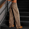 Womens High-waisted Loose-fitting Leopard-print Wide-leg Pants