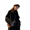 Hepburn Style Autumn And Winter Black Woolen Coat Women