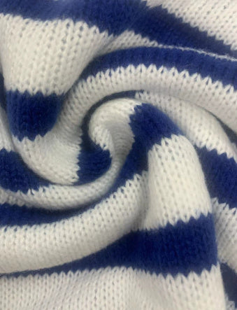 Pullover lavorato a maglia a righe con colori a contrasto, manica lunga, scollo tondo