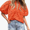 Top da donna casual elegante in pizzo traforato