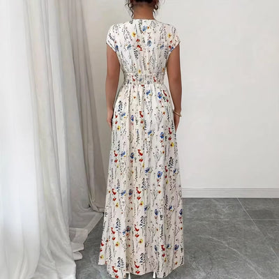 Womens Stylish Figure-hugging Printed Short-sleeve Dress