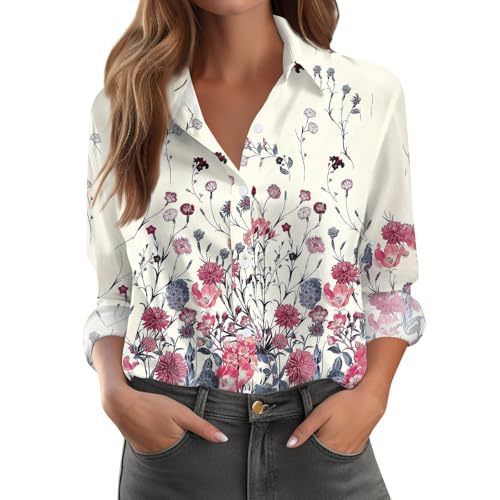 Womens Floral Polka-Dot Bush Print Long-Sleeve Shirt