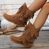 Plus Size Retro Tassel Mid-calf Heel Martin Boots