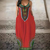 V-neck Strap Long Digital Printing Ladies Dress