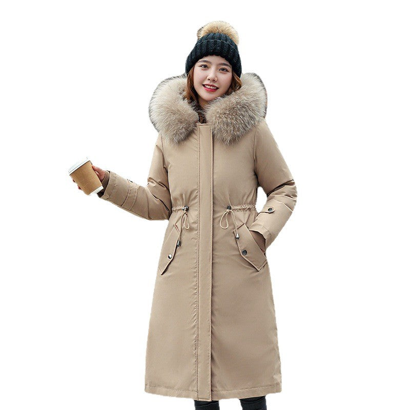 Women's Long Two-way Cotton-padded Clothes Fleece Trench Coat