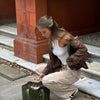 Personality Street Brown Suede Fabric Jacket