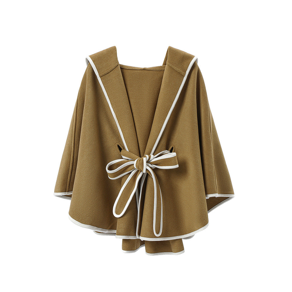 New Double-faced Woolen Goods Hooded Shawl