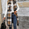 Women's Retro British Style Commute Leisure Lapel Long Plaid Coat