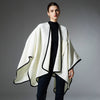 Mid-length Creamy-white Buckle Cross Shawl