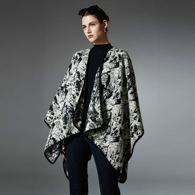 European And American Spring, Autumn And Winter Artificial Mink Hair Ink Painting Jacquard Shawl