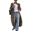 Leopard Print Women's Ultra-long Slim-fit Large Lapel Coat