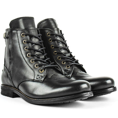 Knight Series Two-tone Side Zipper Leather Boots