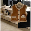 Lamb Fur And Fur All-matching Cute Anti-aging Horn Button Vest