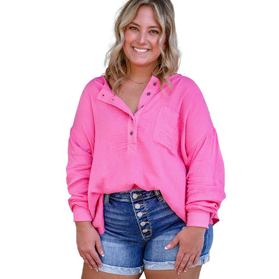 Loose Solid Color Plus Size T-shirt For Women