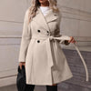 Women's Elegant Lace-up Solid Color Slim-fit Woolen Coat