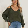 Woven Bottoming Shirt Deep V Off-the-shoulder Pullover Loose Sweater