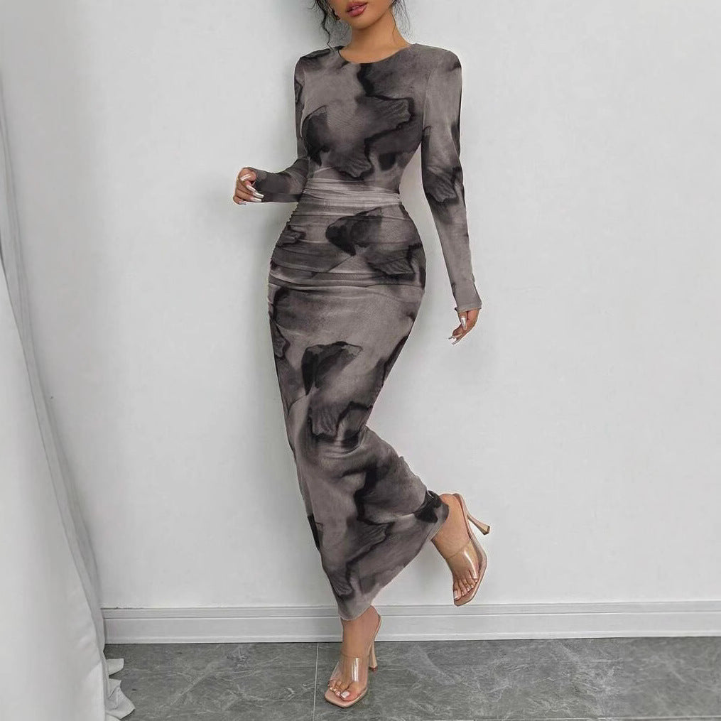 Elegant Graceful Double Layer Round Collar Gauze Dress Long