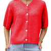 Women's Solid Color Short-sleeved Cardigan Round Neck Button