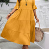 V-neck Stitching Multicolor Long Large Hem Plus Size Dress