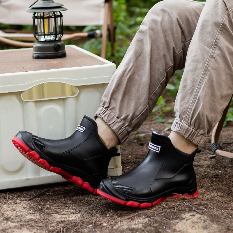 Large Size Fixed Velvet Rain Boots Stylish Water Shoes Men And Women Outdoor
