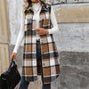 Women's Retro British Style Commute Leisure Lapel Long Plaid Coat