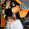 Women's Loose Fashion Short Letters Casual Zipper Jacket Coat