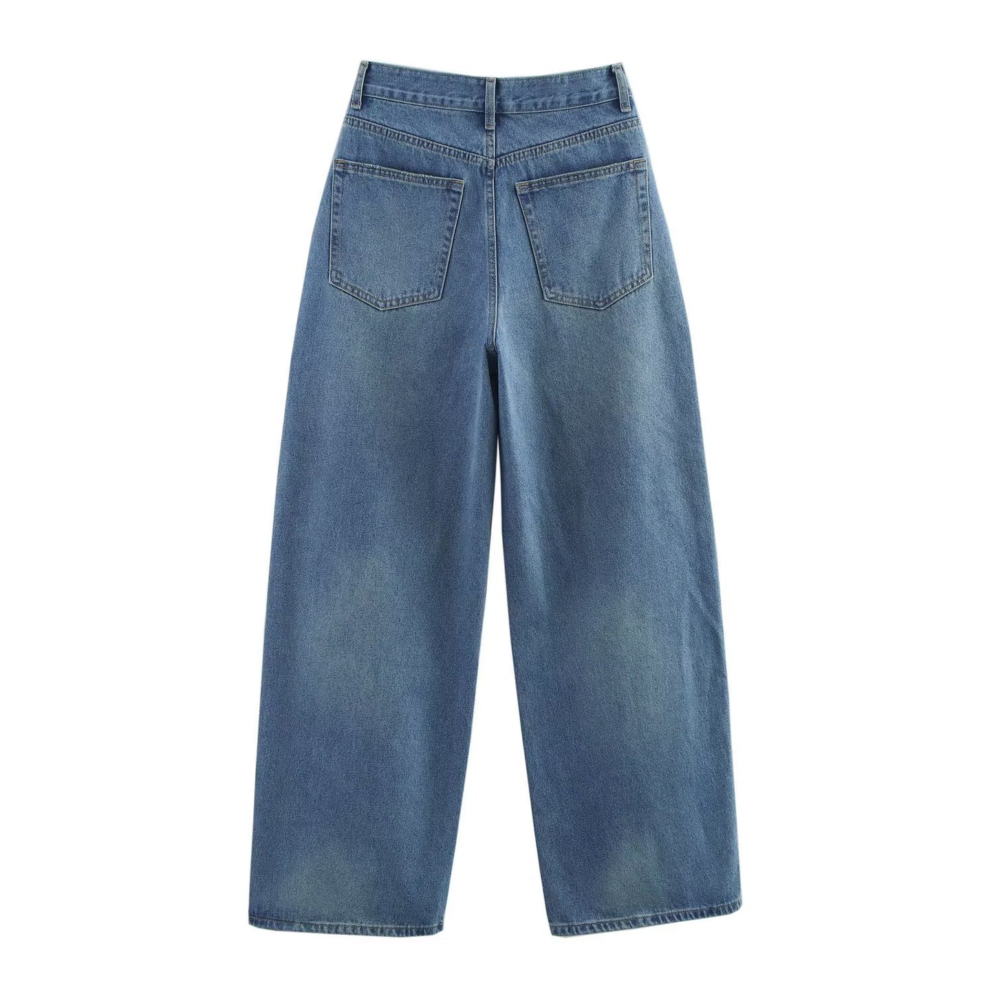 Casual All-match Double Breasted High Waist Loose Jeans