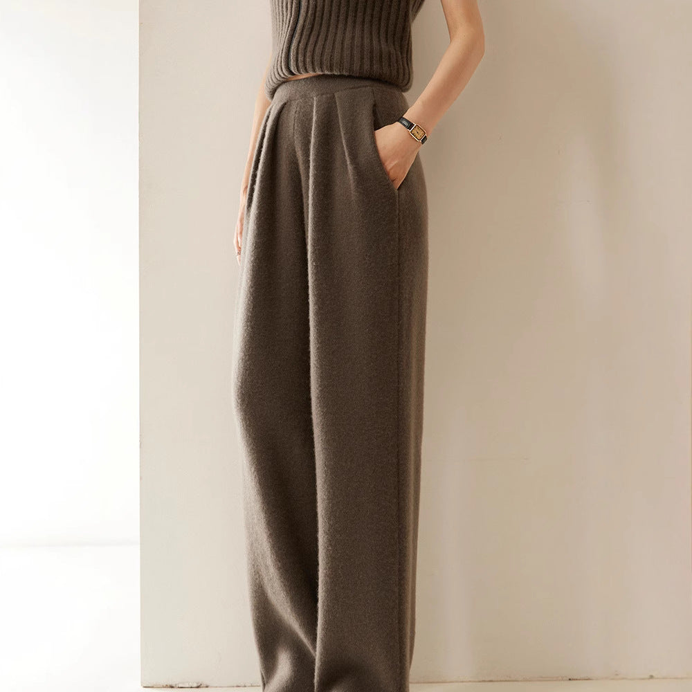 Autumn And Winter Cashmere Women's Wide-leg Pants