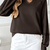 Solid Color Half-open Collar Stitching Lace Loose And Stylish Long Sleeves Sweater