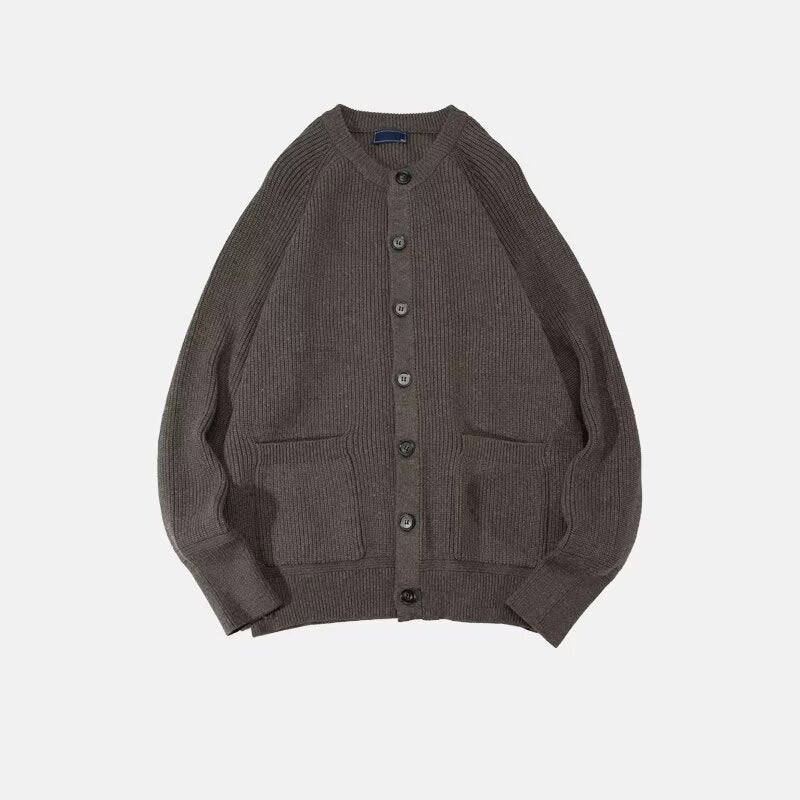 Men's Round Neck Loose Casual Trend Coat Black Sweater