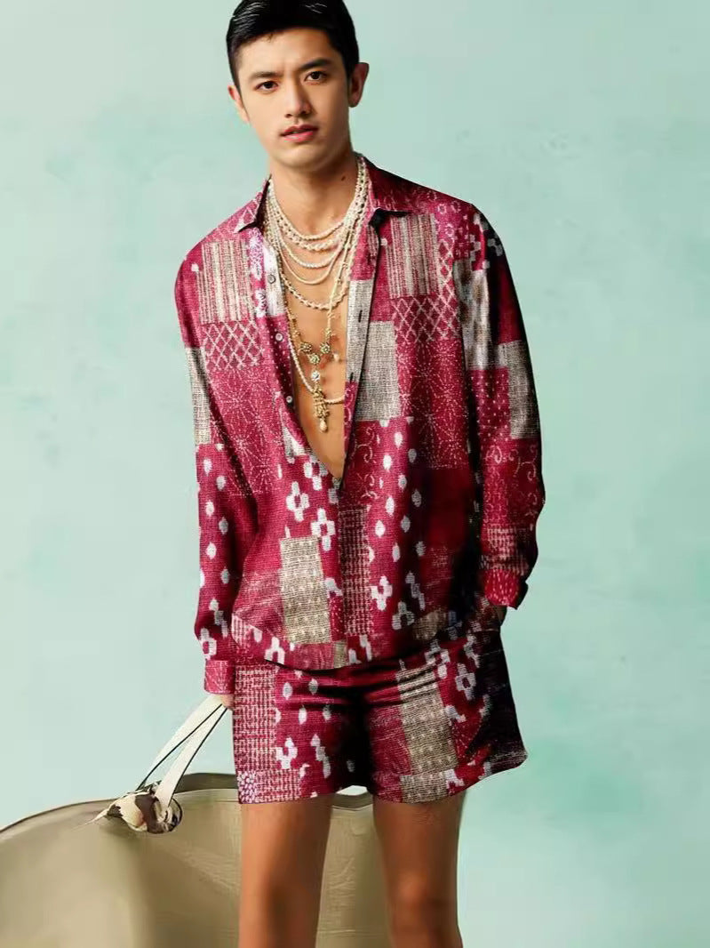 3D Digital Printing Short Sleeve Shirt Shorts Casual Suit