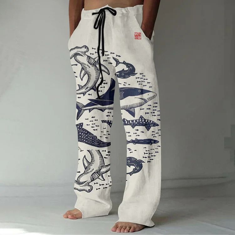 Casual Straight-leg Loose Drawstring Trousers