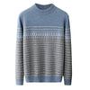 Men's Pure Wool Sweater Loose-fitting Casual Round-neck Color Matching