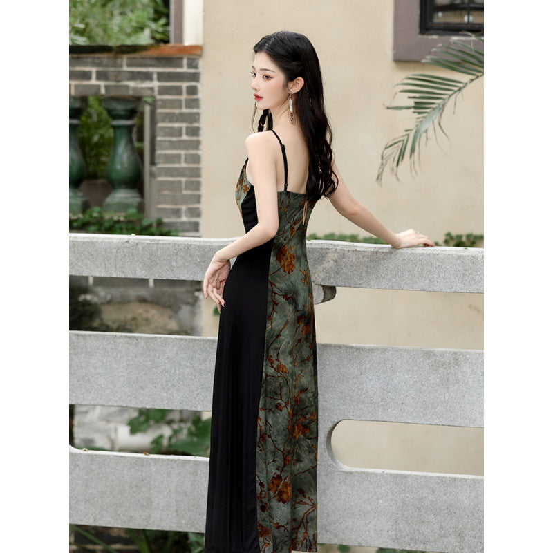 Retro National Style Beautiful Printed Tie-dye Dress Women's Two-piece Set