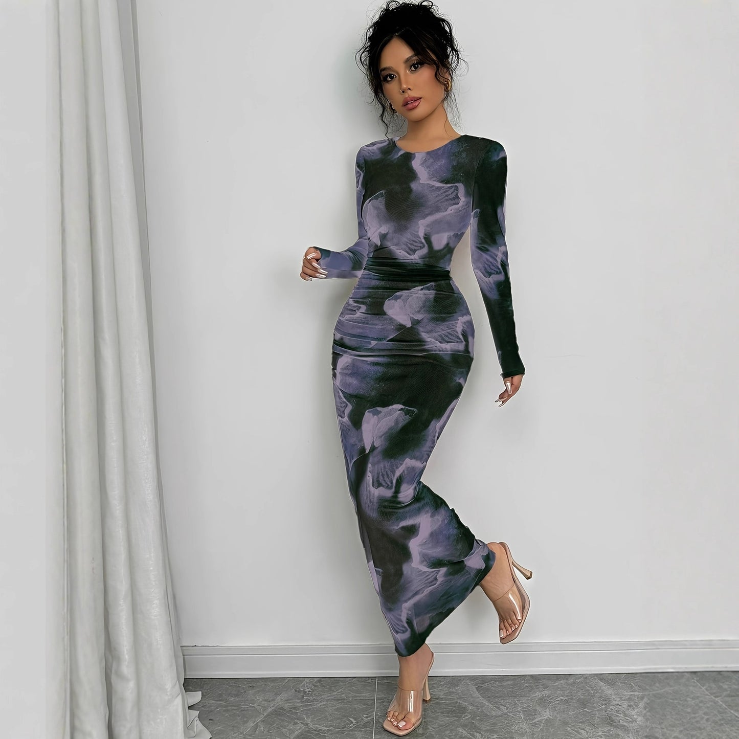 Elegant Graceful Double Layer Round Collar Gauze Dress Long