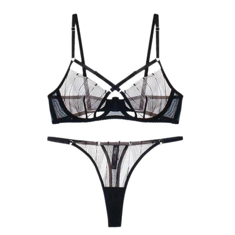 Cross Strap Breast-shaping Lace Bra Small Anti-sagging Underwear Suit