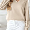 Solid Color Half-open Collar Stitching Lace Loose And Stylish Long Sleeves Sweater